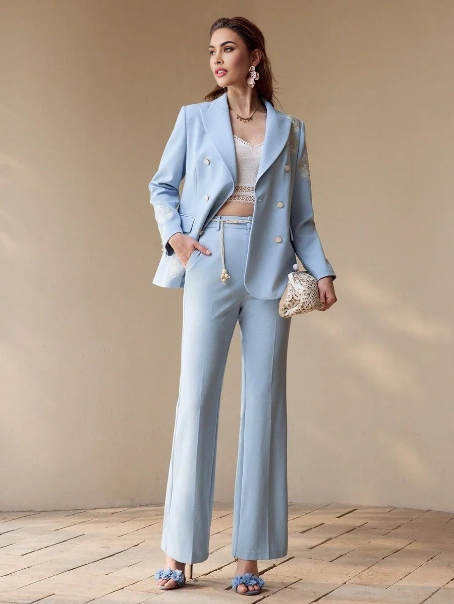 PREMIUM FLORAL EMBROIDERY DOUBLE BREASTED BLAZERSPRINGSUMMER