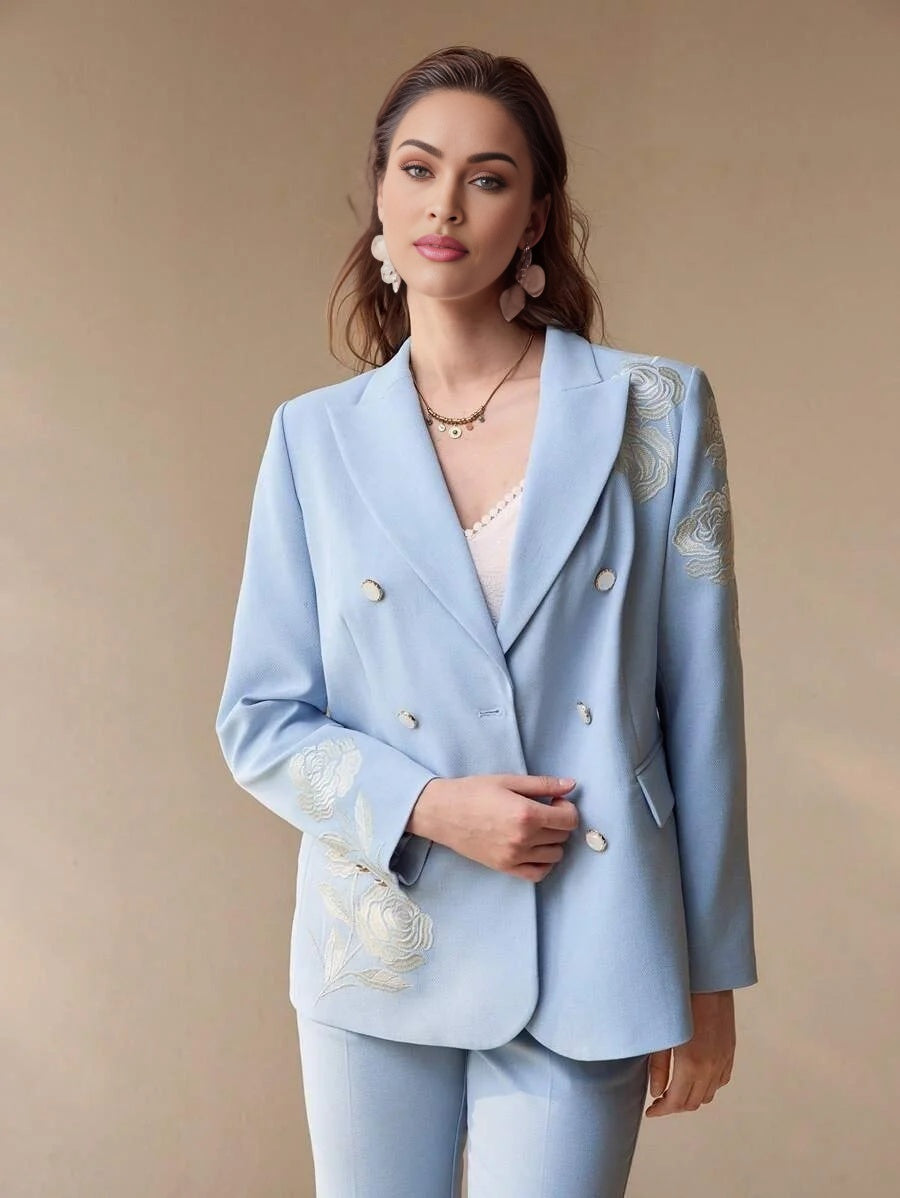 PREMIUM FLORAL EMBROIDERY DOUBLE BREASTED BLAZERSPRINGSUMMER