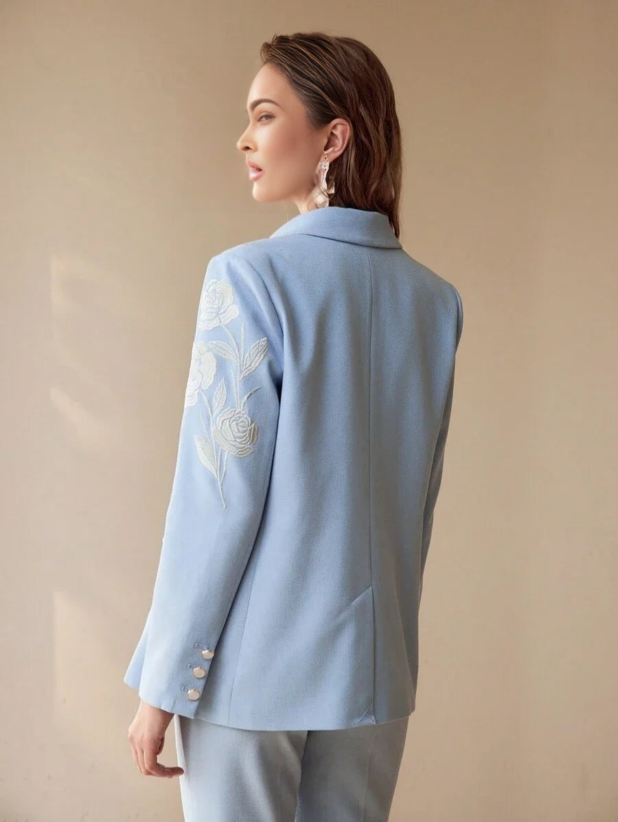 PREMIUM FLORAL EMBROIDERY DOUBLE BREASTED BLAZERSPRINGSUMMER