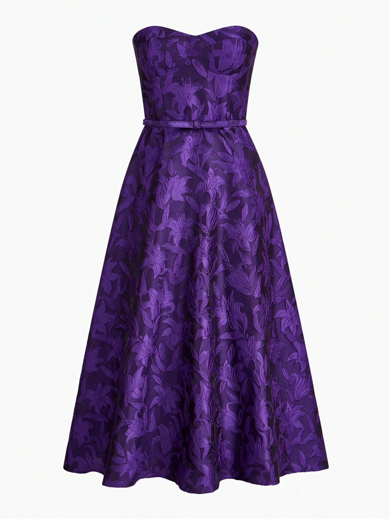 PREMIUM FLORAL EMBROIDERY FLARED TUBE DRESS