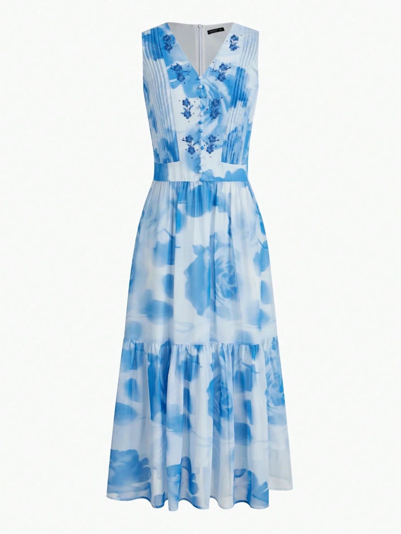 PREMIUM FLORAL EMBROIDERY FLOWY DRESSSPRINGSUMMER