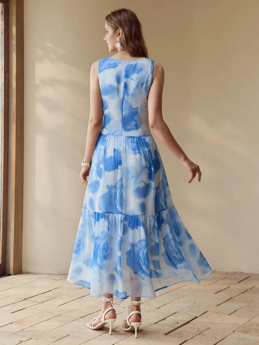 PREMIUM FLORAL EMBROIDERY FLOWY DRESSSPRINGSUMMER