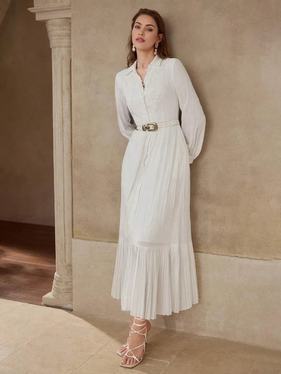 PREMIUM FLORAL EMBROIDERY GATHERED DRESS