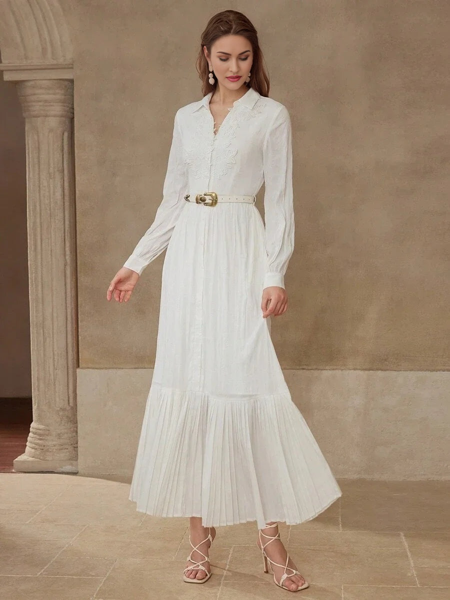 PREMIUM FLORAL EMBROIDERY GATHERED DRESS