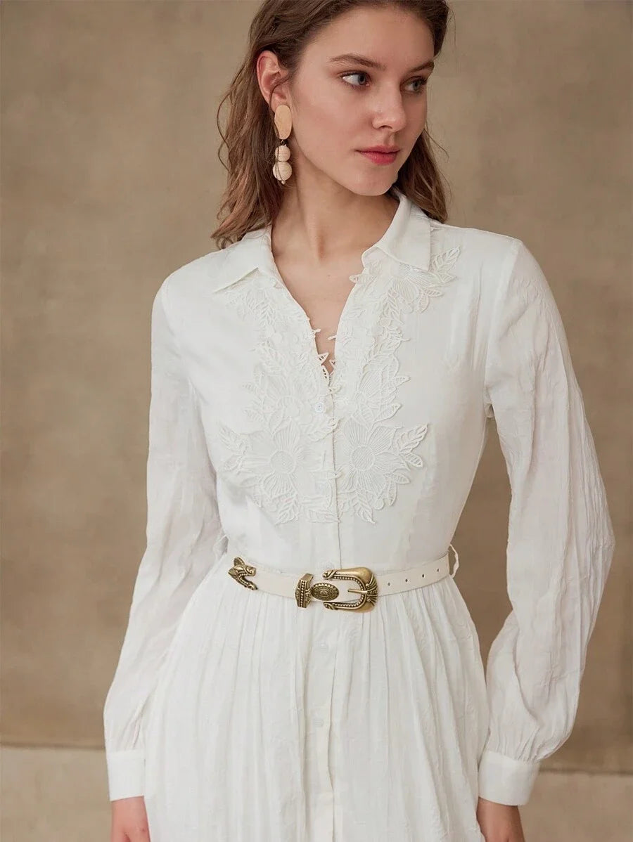 PREMIUM FLORAL EMBROIDERY GATHERED DRESS