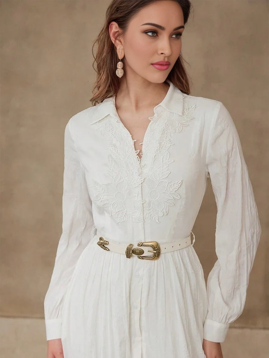 PREMIUM FLORAL EMBROIDERY GATHERED DRESS