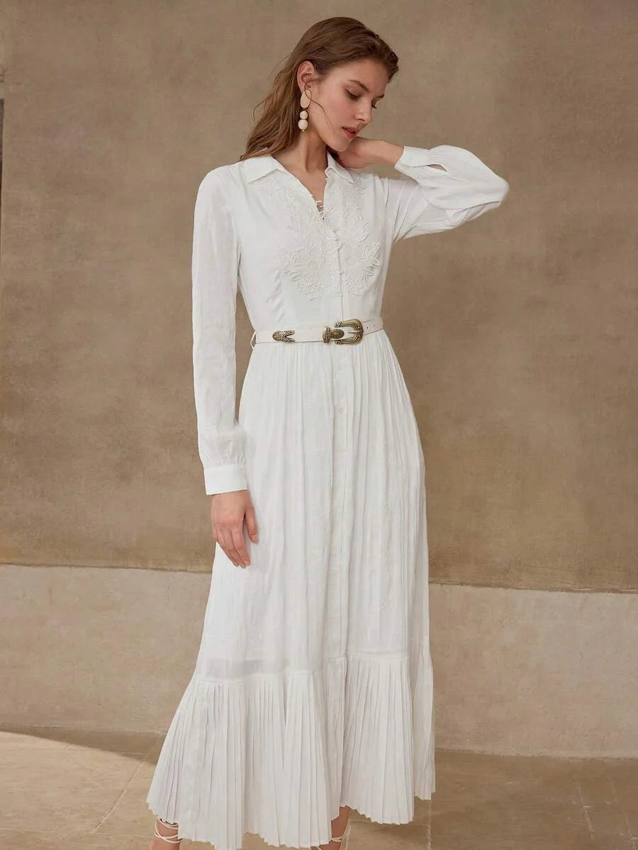 PREMIUM FLORAL EMBROIDERY GATHERED DRESS