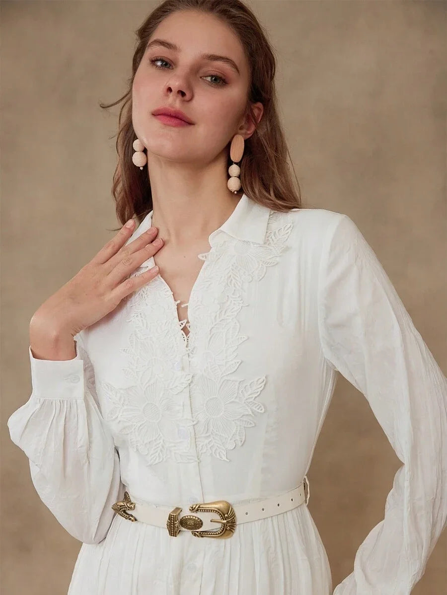 PREMIUM FLORAL EMBROIDERY GATHERED DRESS