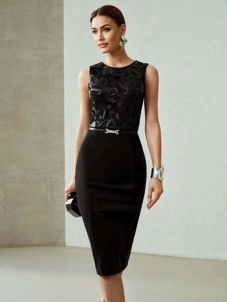 PREMIUM FLORAL EMBROIDERY SPLIT HEM DRESS