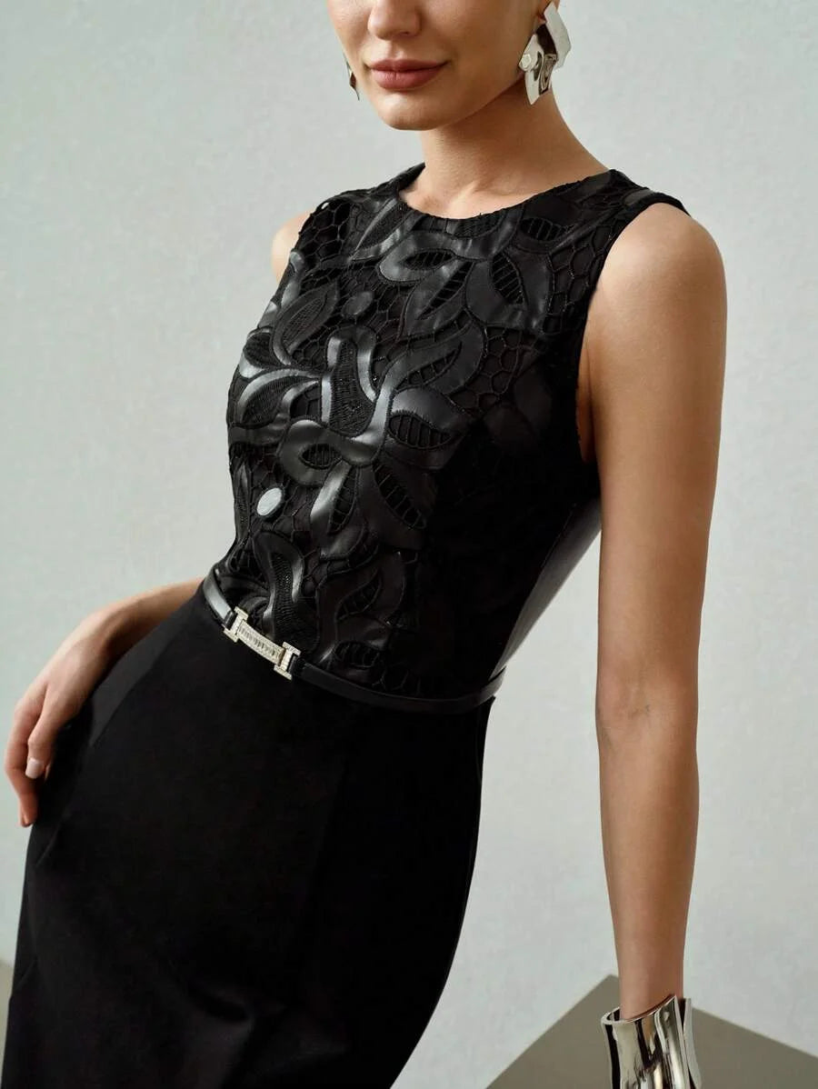 PREMIUM FLORAL EMBROIDERY SPLIT HEM DRESS