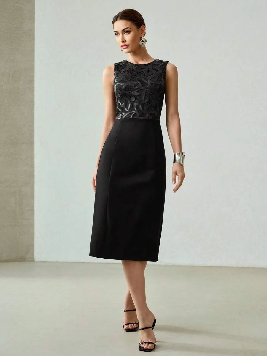 PREMIUM FLORAL EMBROIDERY SPLIT HEM DRESS