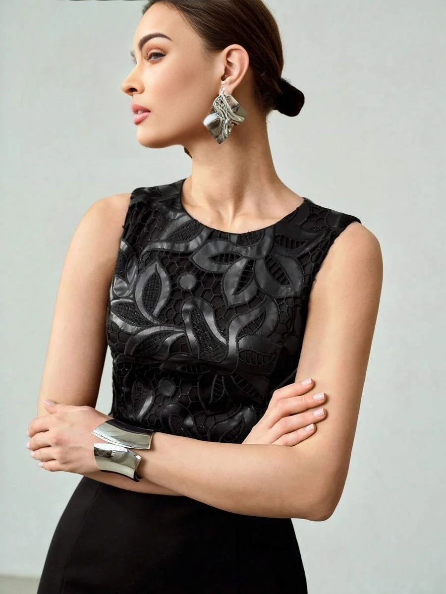 PREMIUM FLORAL EMBROIDERY SPLIT HEM DRESS