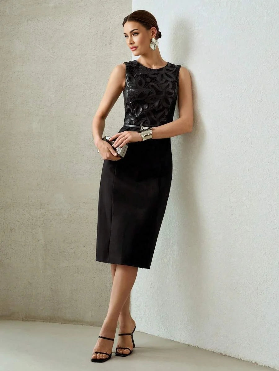 PREMIUM FLORAL EMBROIDERY SPLIT HEM DRESS