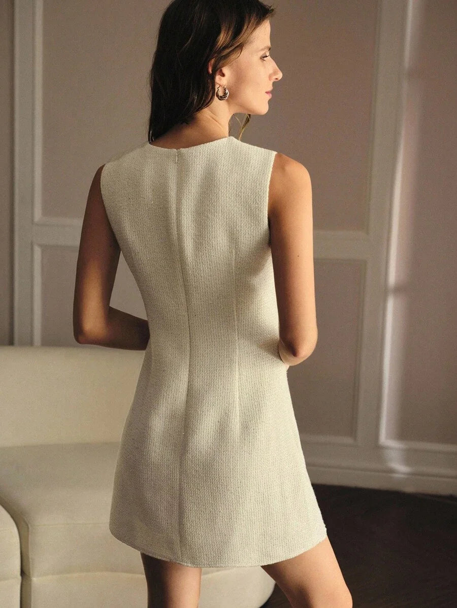 PREMIUM FLORAL EMBROIDERY STEREO FLOWER SLEEVELESS DRESS