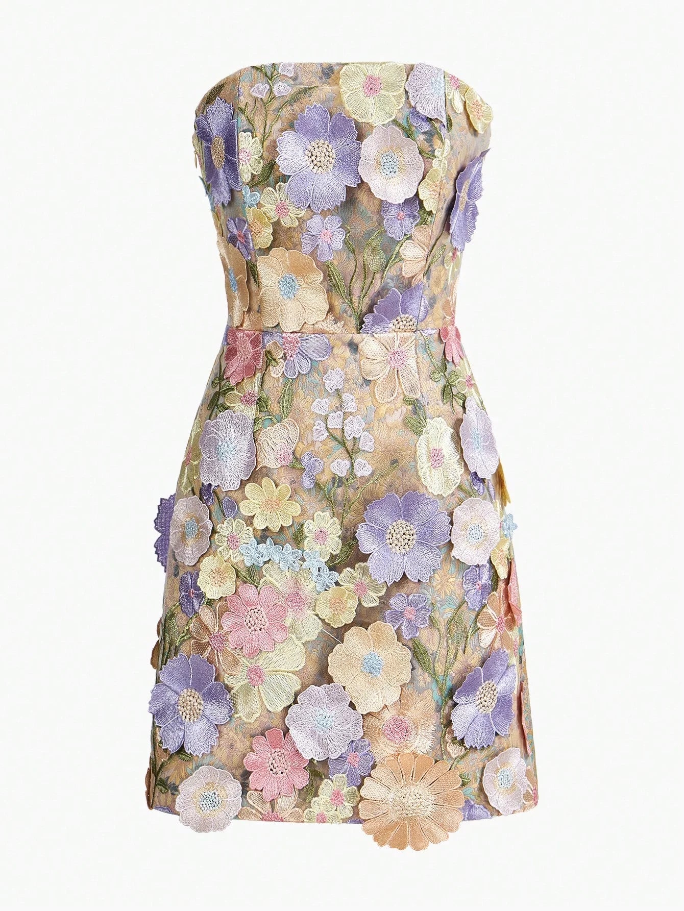 PREMIUM FLORAL EMBROIDERY TUBE SHORT DRESS