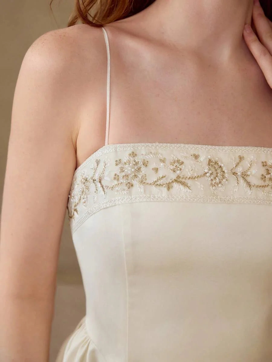 PREMIUM FLORAL EMBROIDERY ZIPPER DRESS