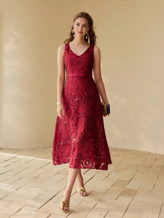 PREMIUM FLORAL JACQUARD A LINE DRESSSPRINGSUMMER