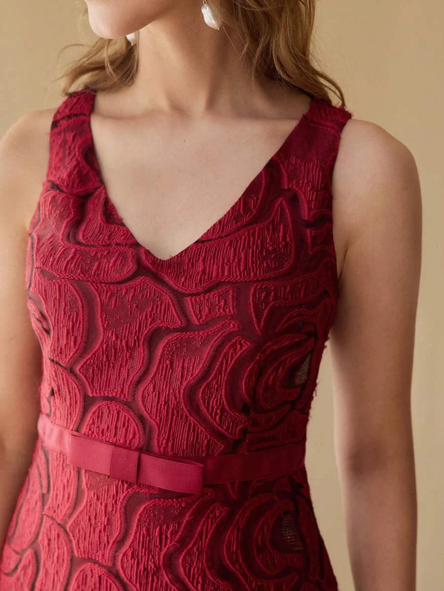 PREMIUM FLORAL JACQUARD A LINE DRESSSPRINGSUMMER