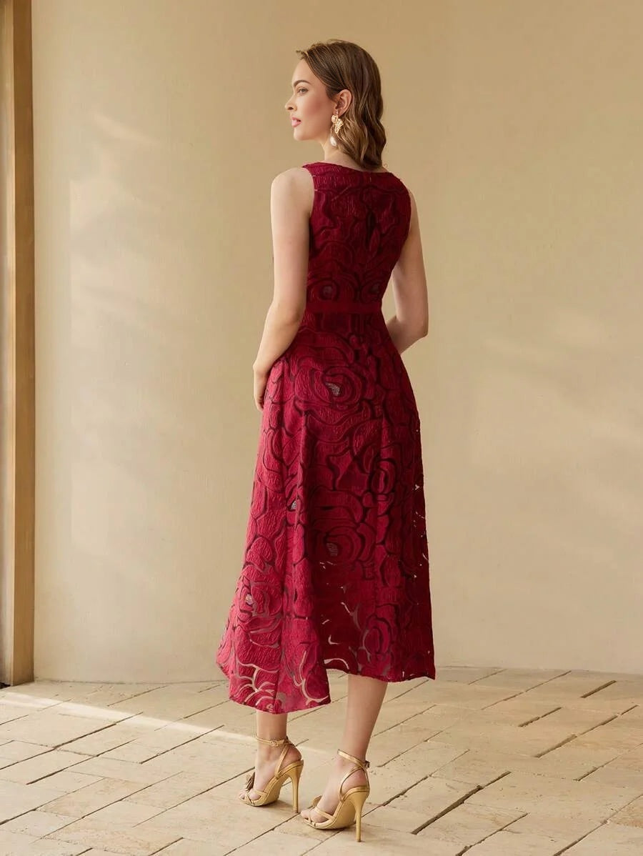 PREMIUM FLORAL JACQUARD A LINE DRESSSPRINGSUMMER