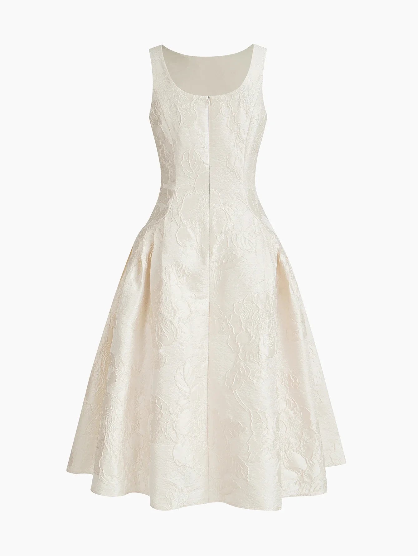 PREMIUM FLORAL JACQUARD FITTED WAIST DRESS