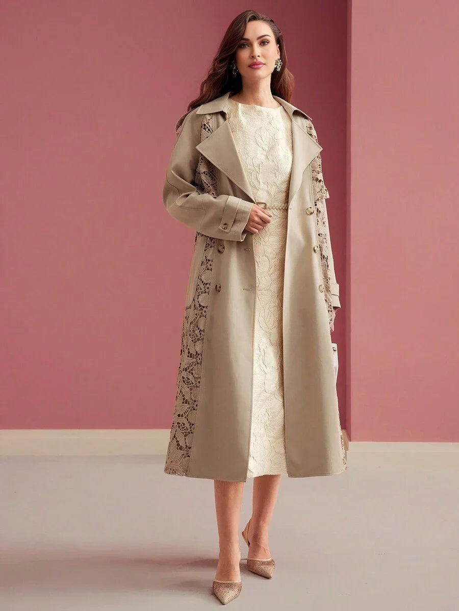 PREMIUM FLORAL JACQUARD FITTED WAIST DRESS