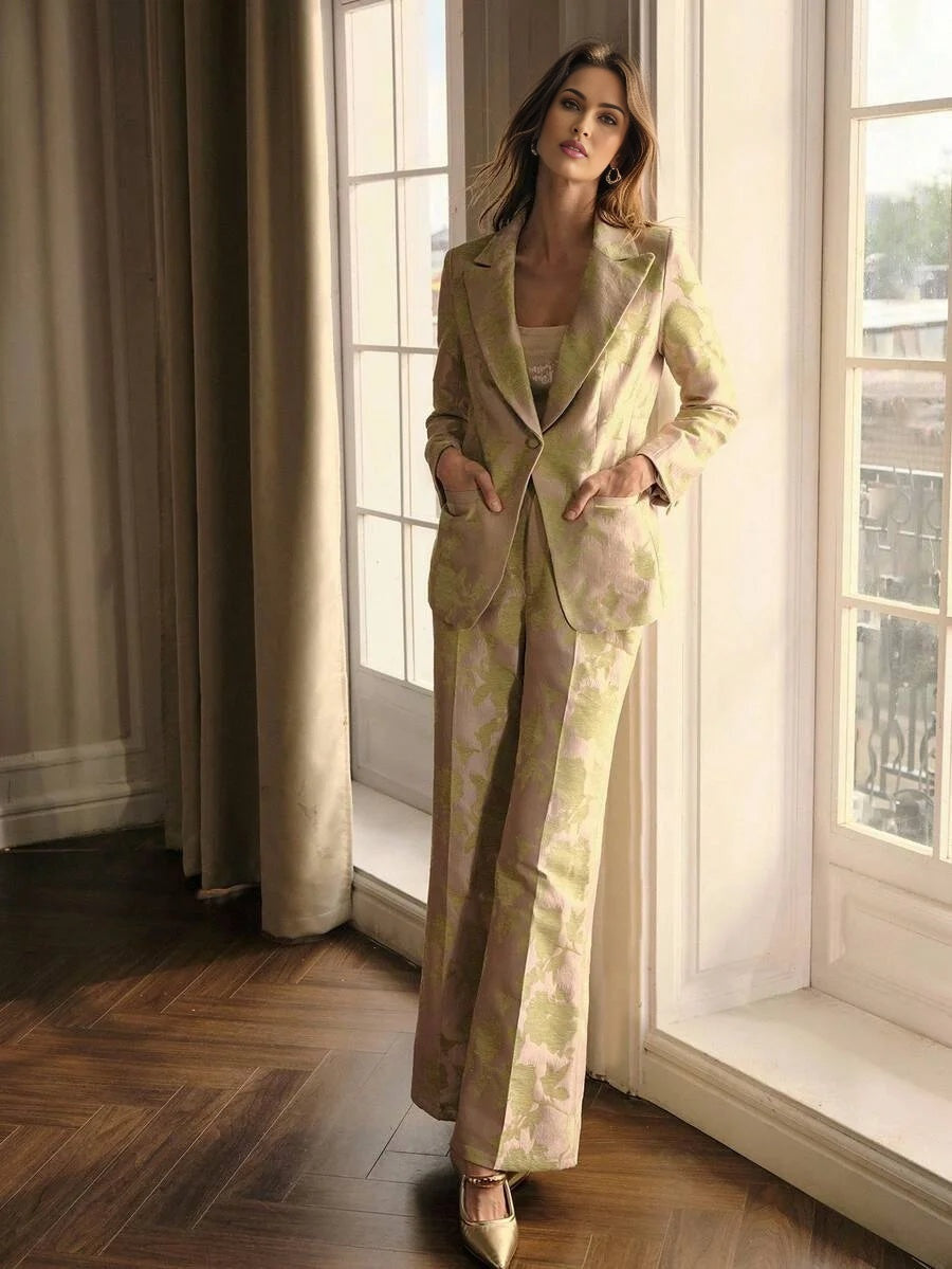 PREMIUM FLORAL JACQUARD STRUCTURED BLAZER