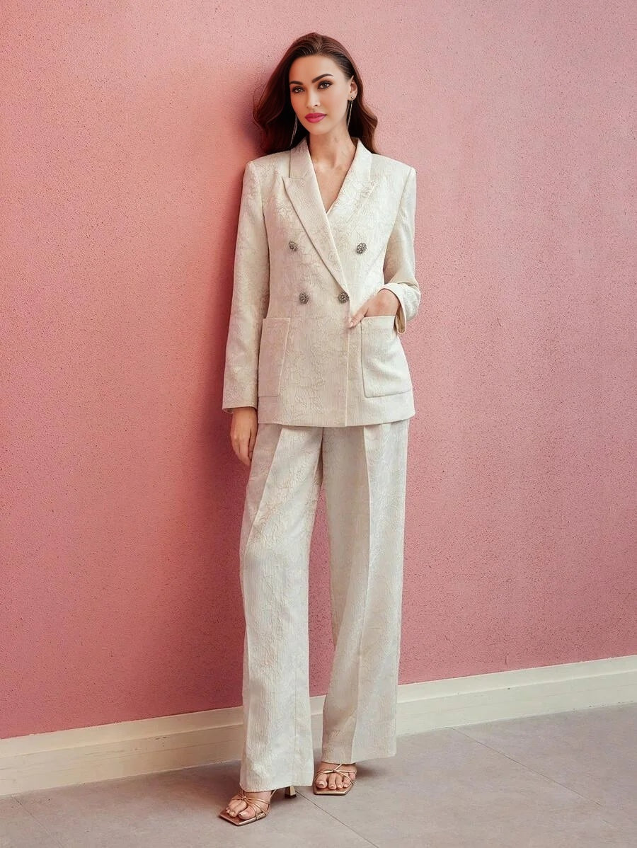 PREMIUM FLORAL JACQUARD STRUCTURED BLAZERVALENTINES DAYSPRINGSUMMER