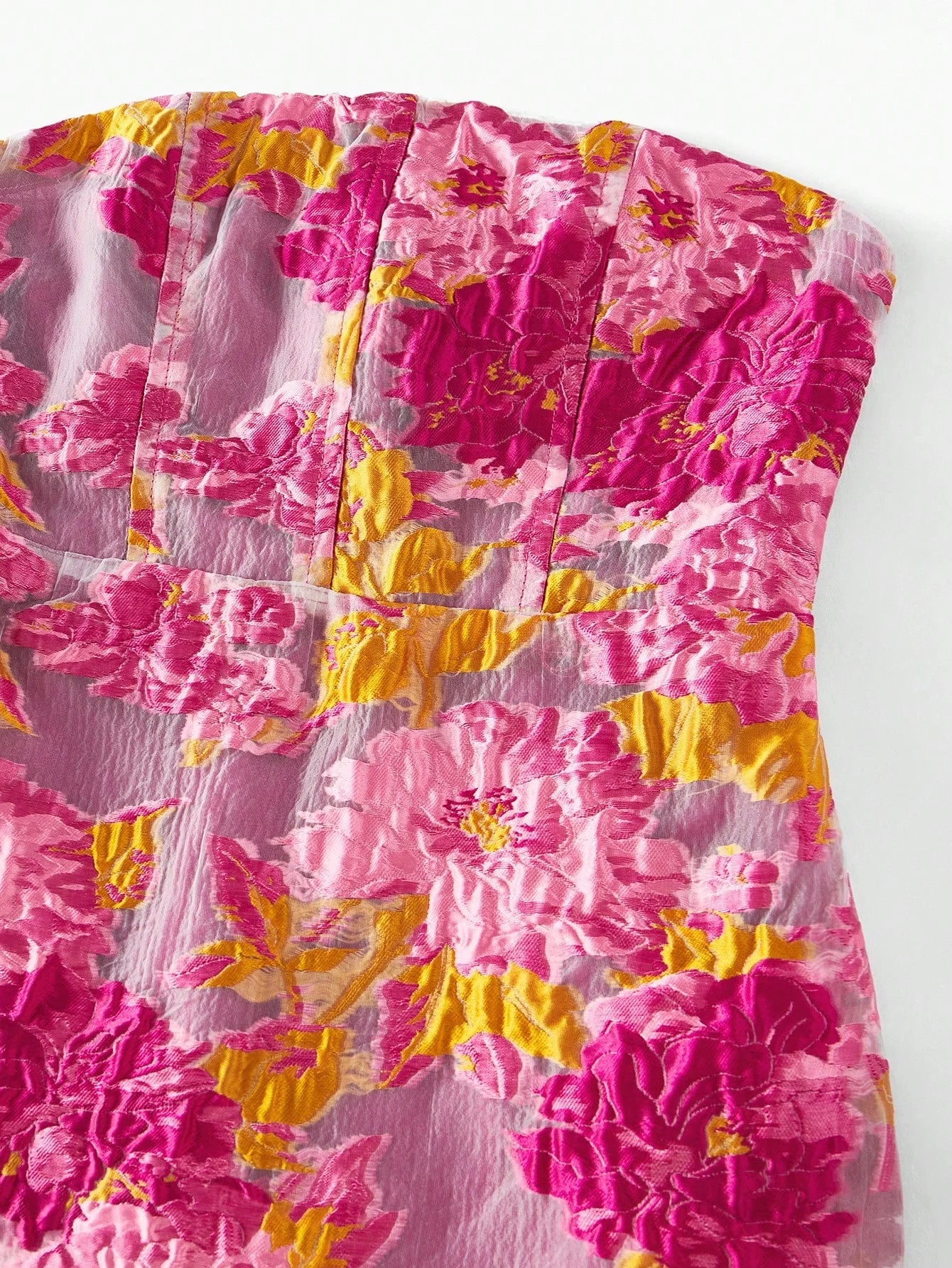 PREMIUM FLORAL JACQUARD TUBE DRESS