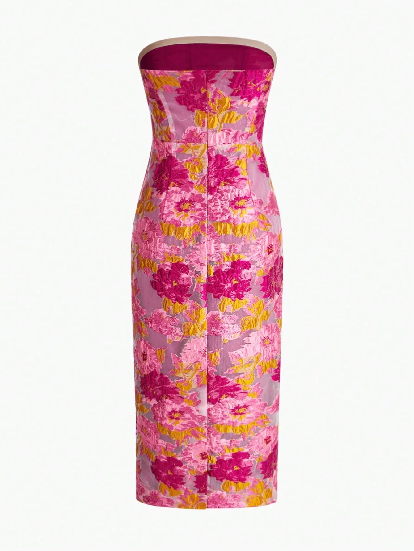 PREMIUM FLORAL JACQUARD TUBE DRESS