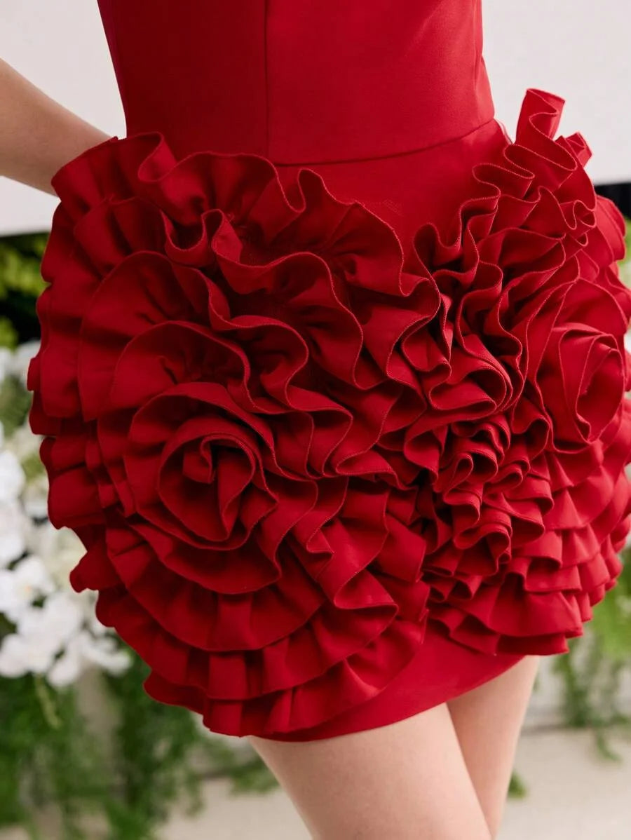 PREMIUM FLORAL PATCHED BODYCON TUBE DRESS