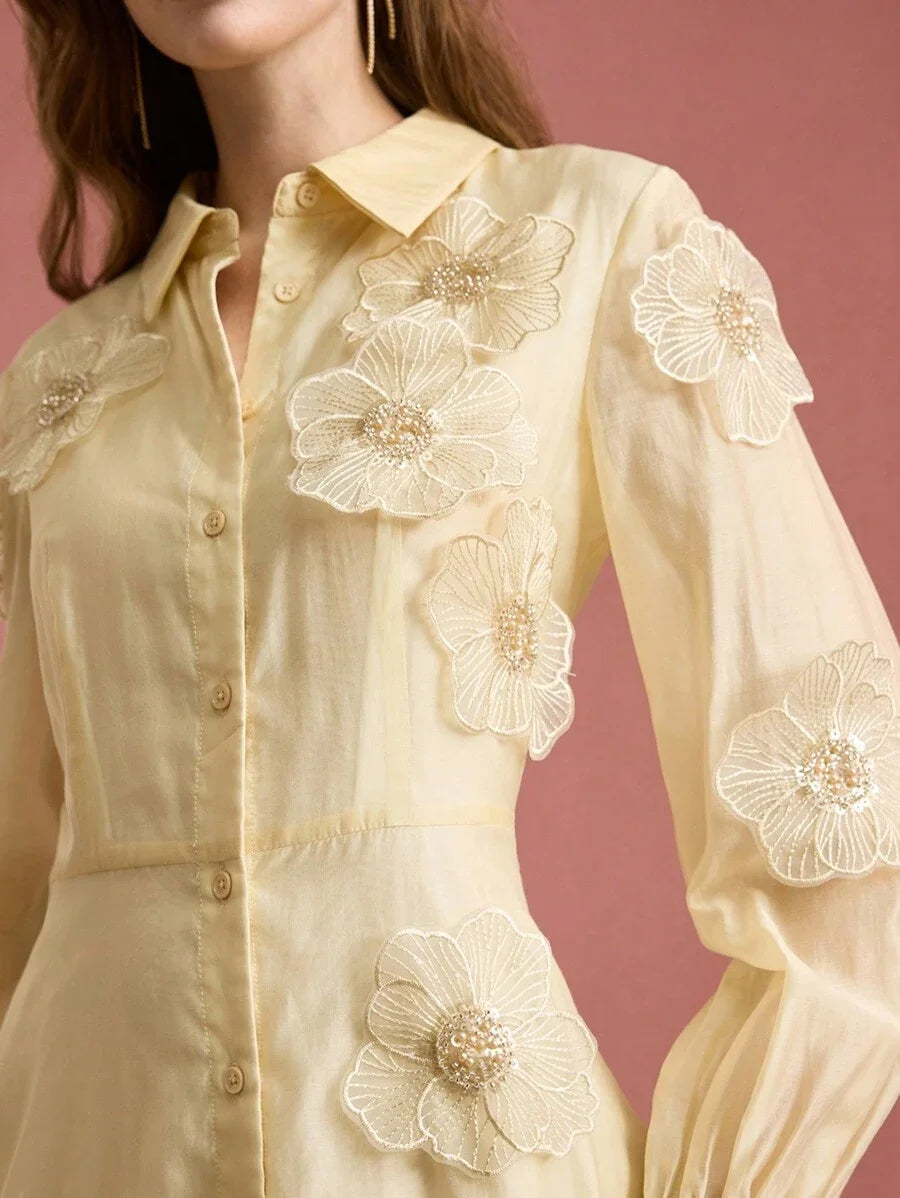 PREMIUM FLORAL PATCHED FLOWY DRESS