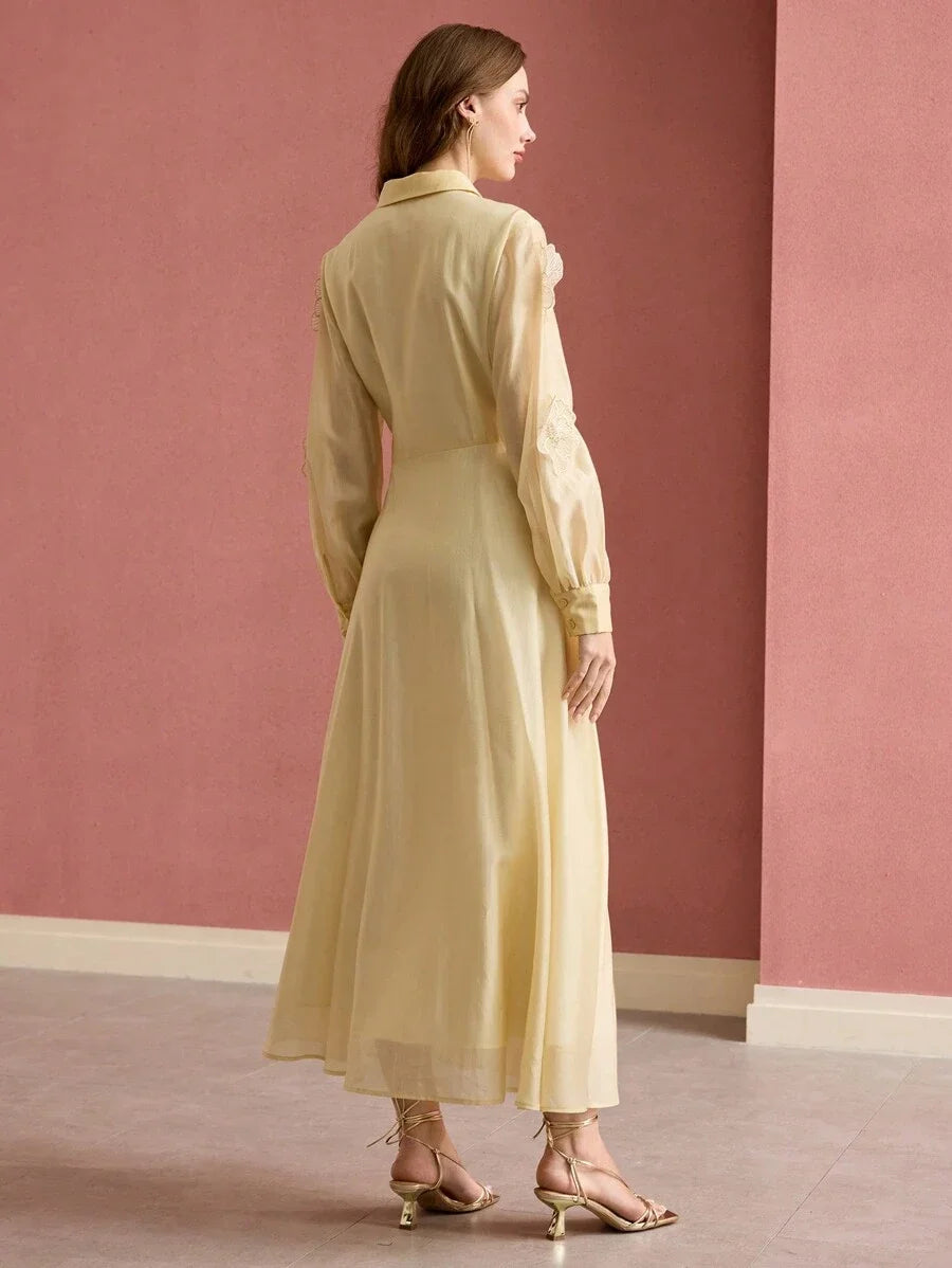 PREMIUM FLORAL PATCHED FLOWY DRESS