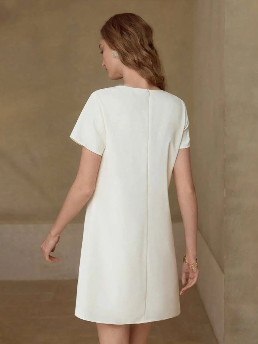 PREMIUM FLORAL PATCHED SHORT SLEEVE DRESS