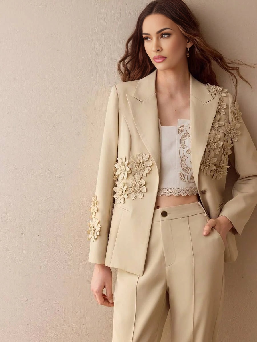 PREMIUM FLORAL PATCHED STRUCTURED BLAZER