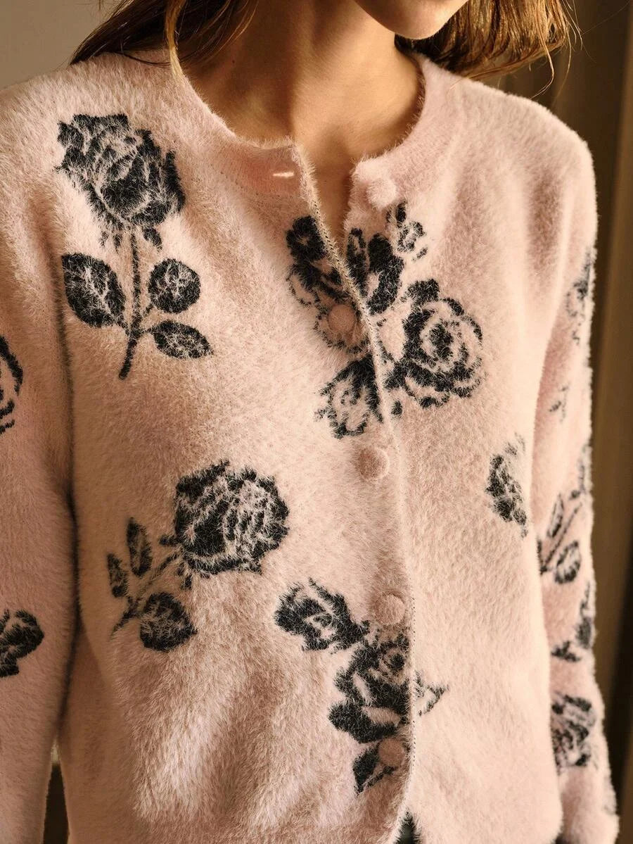 PREMIUM FLORAL PATTERN BUTTON UP CARDIGAN