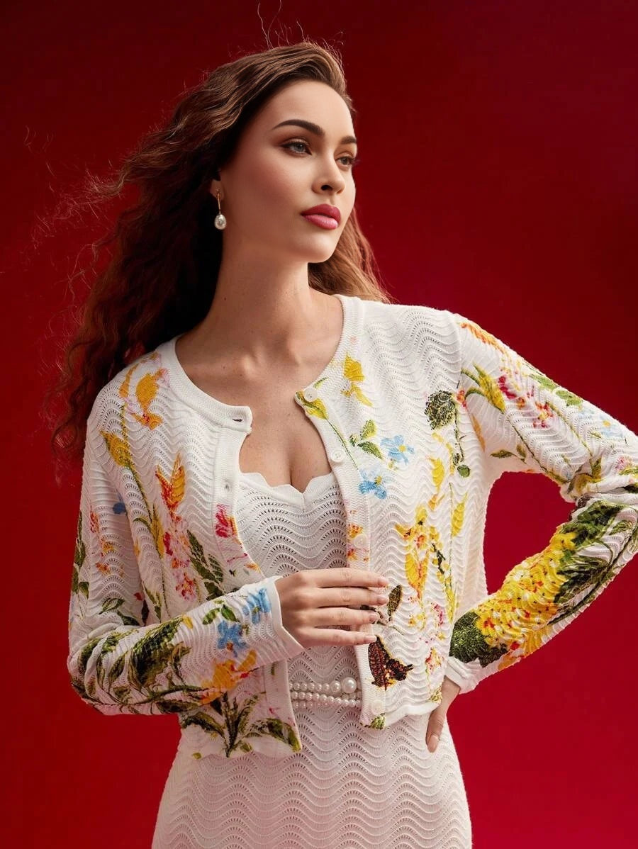 PREMIUM FLORAL PATTERN BUTTON UP CARDIGANSPRINGSUMMER