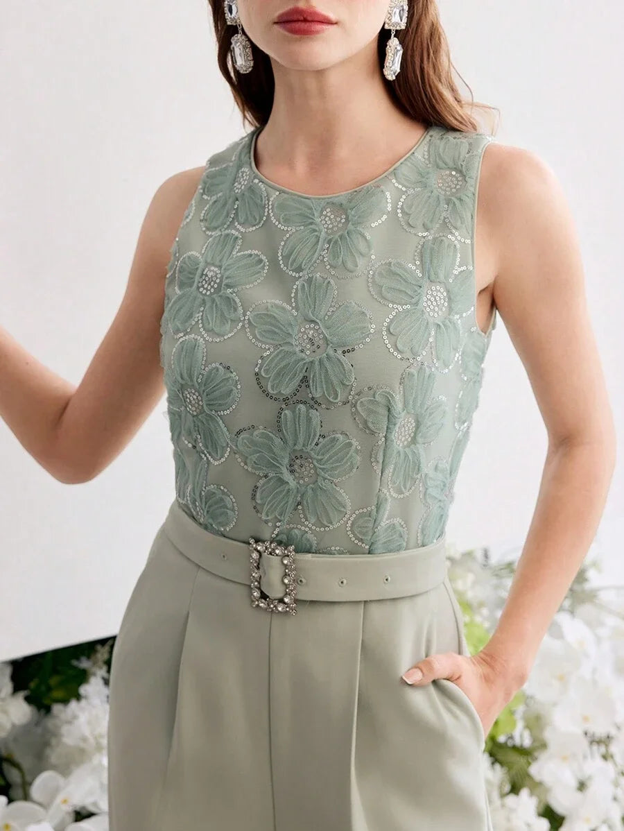 PREMIUM FLORAL PATTERN WIDE LEG JUMPSUIT