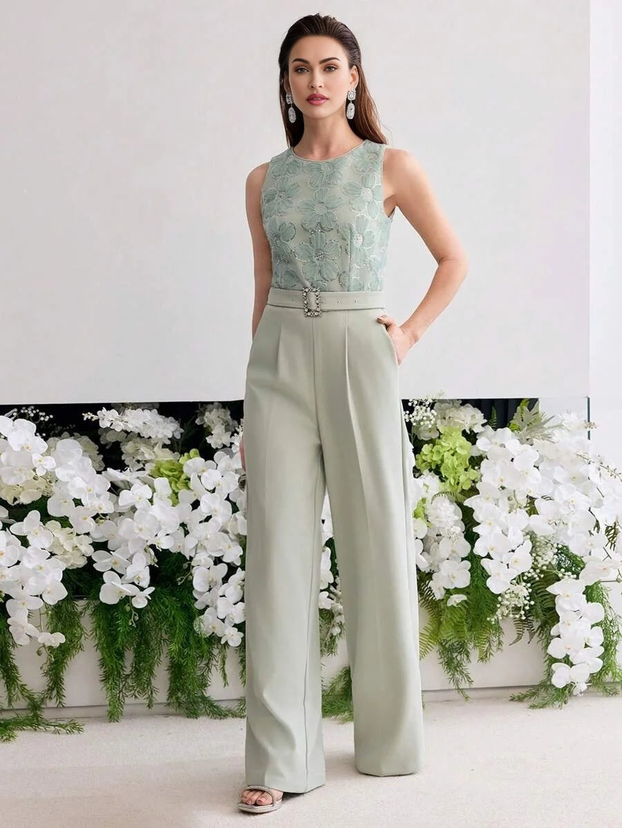 PREMIUM FLORAL PATTERN WIDE LEG JUMPSUIT