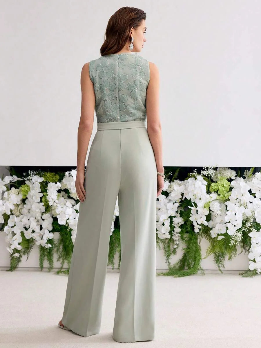 PREMIUM FLORAL PATTERN WIDE LEG JUMPSUIT