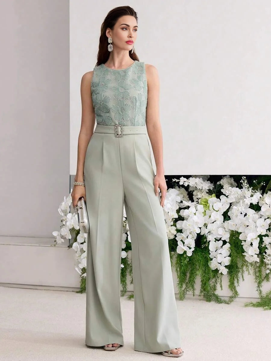 PREMIUM FLORAL PATTERN WIDE LEG JUMPSUIT