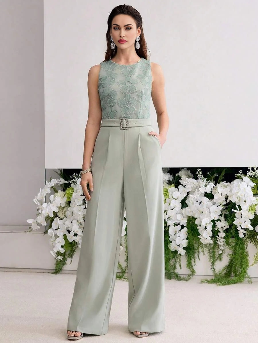 PREMIUM FLORAL PATTERN WIDE LEG JUMPSUIT