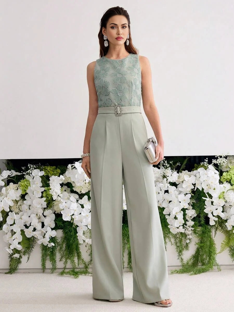 PREMIUM FLORAL PATTERN WIDE LEG JUMPSUIT