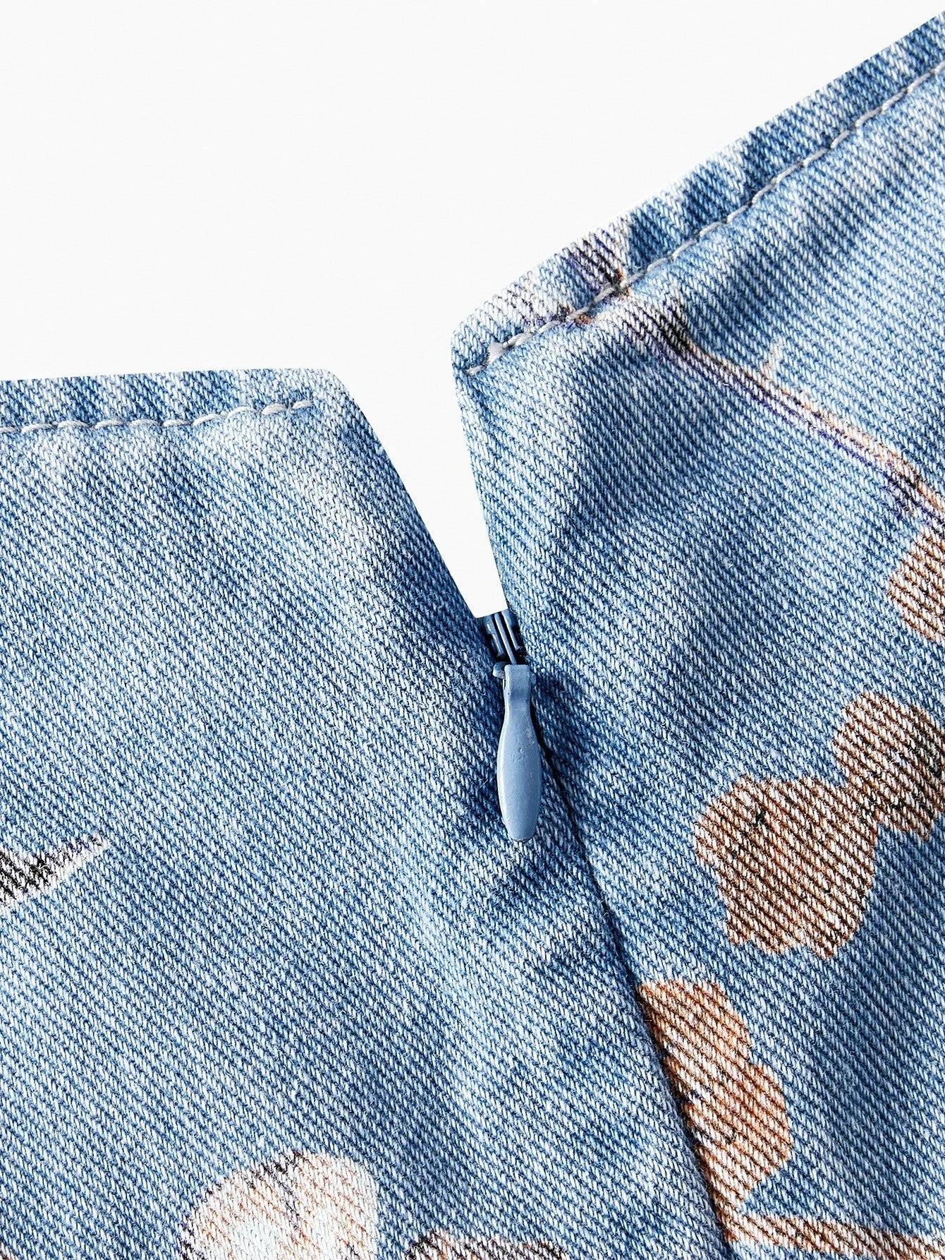 PREMIUM FLORAL PRINT BELTED DENIM DRESS