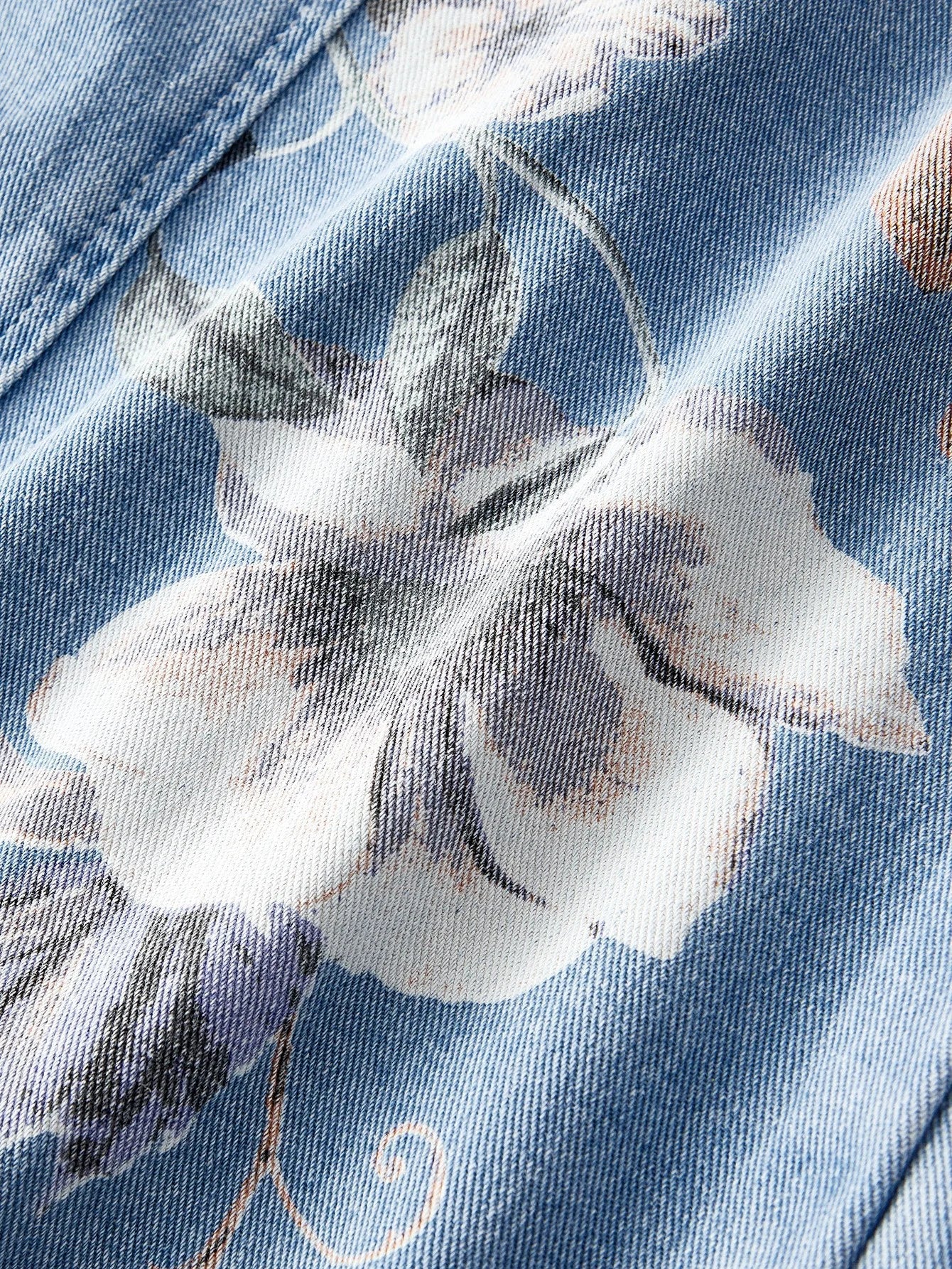 PREMIUM FLORAL PRINT BELTED DENIM DRESS