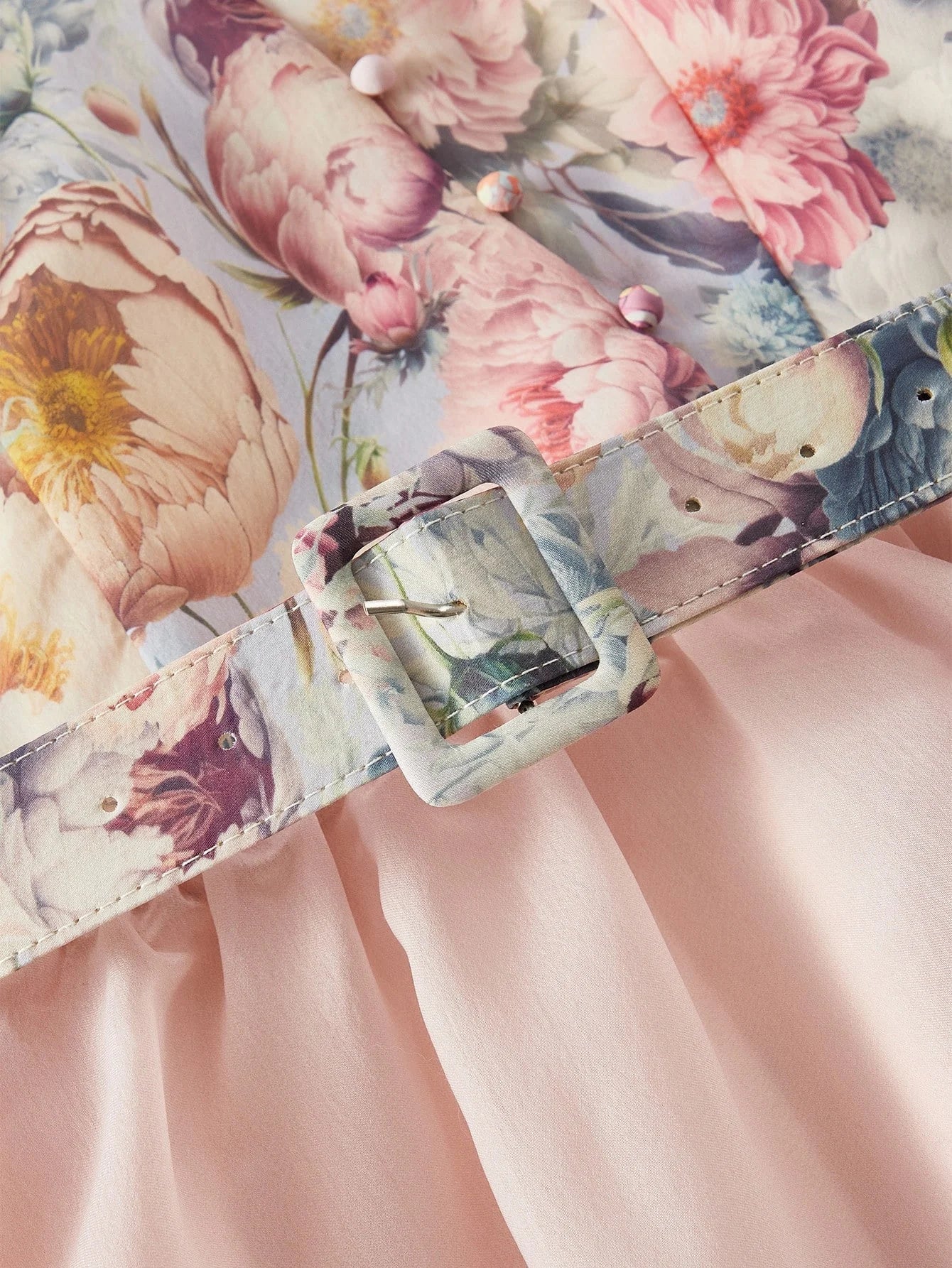 PREMIUM FLORAL PRINT BELTED DRESS