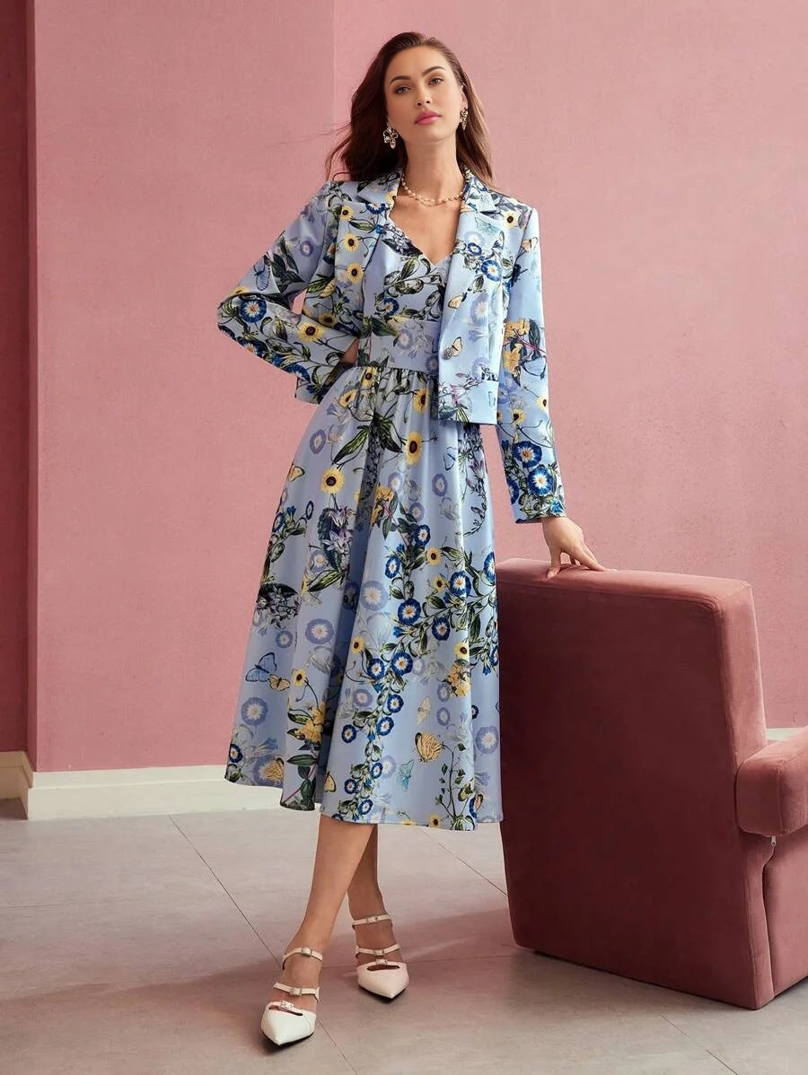 PREMIUM FLORAL PRINT BOXY BLAZERVALENTINES DAYSPRINGSUMMER