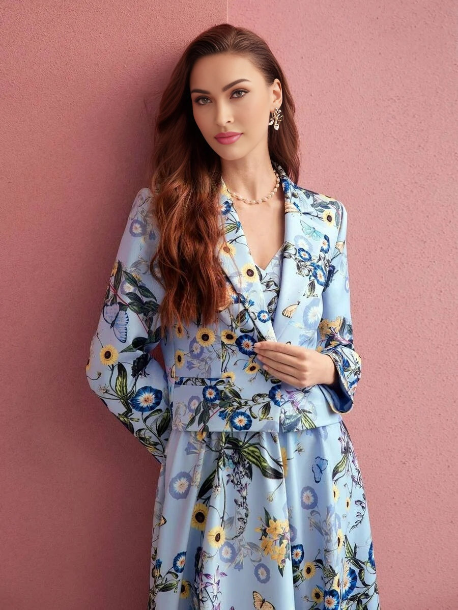 PREMIUM FLORAL PRINT BOXY BLAZERVALENTINES DAYSPRINGSUMMER