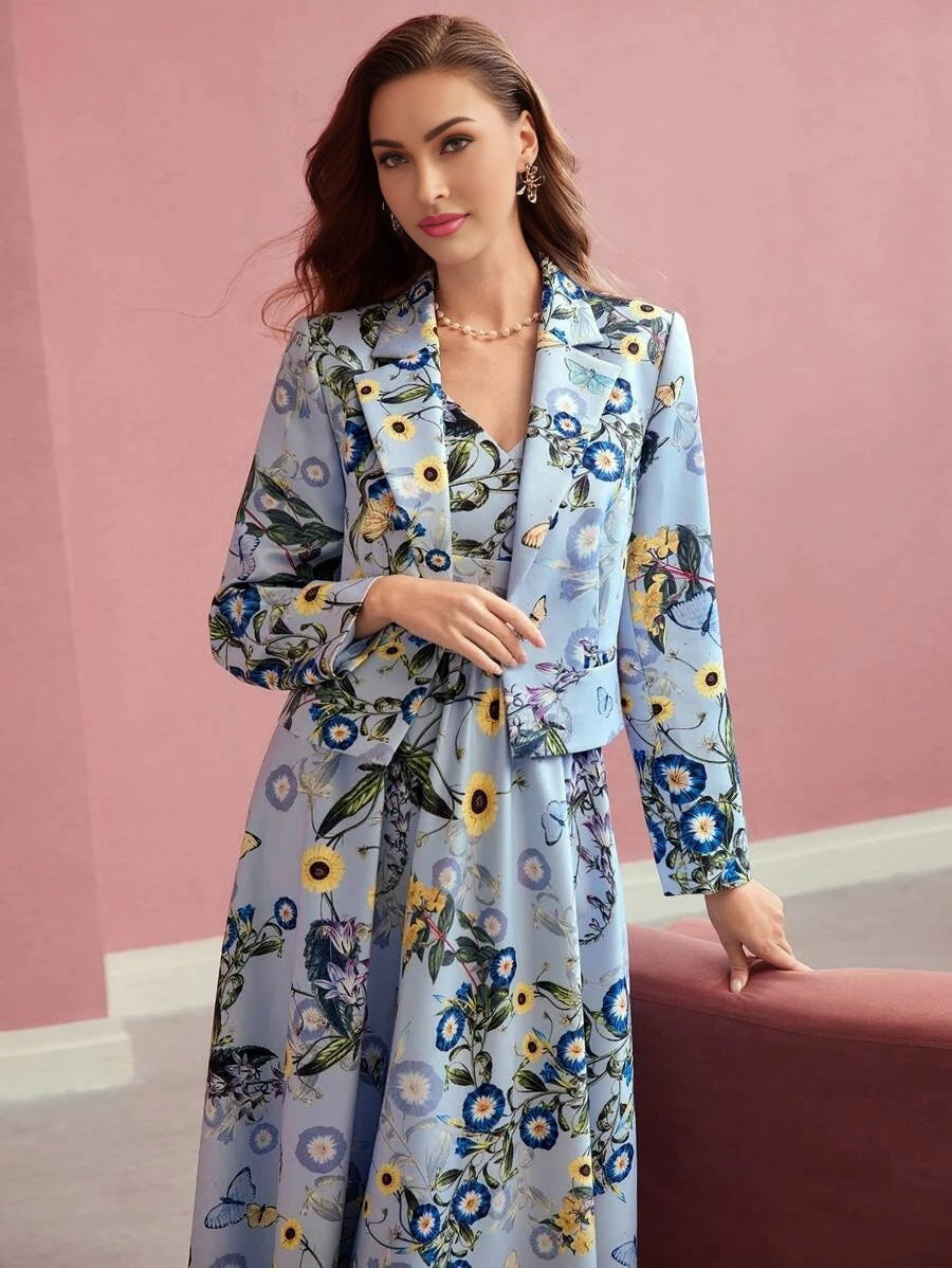 PREMIUM FLORAL PRINT BOXY BLAZERVALENTINES DAYSPRINGSUMMER