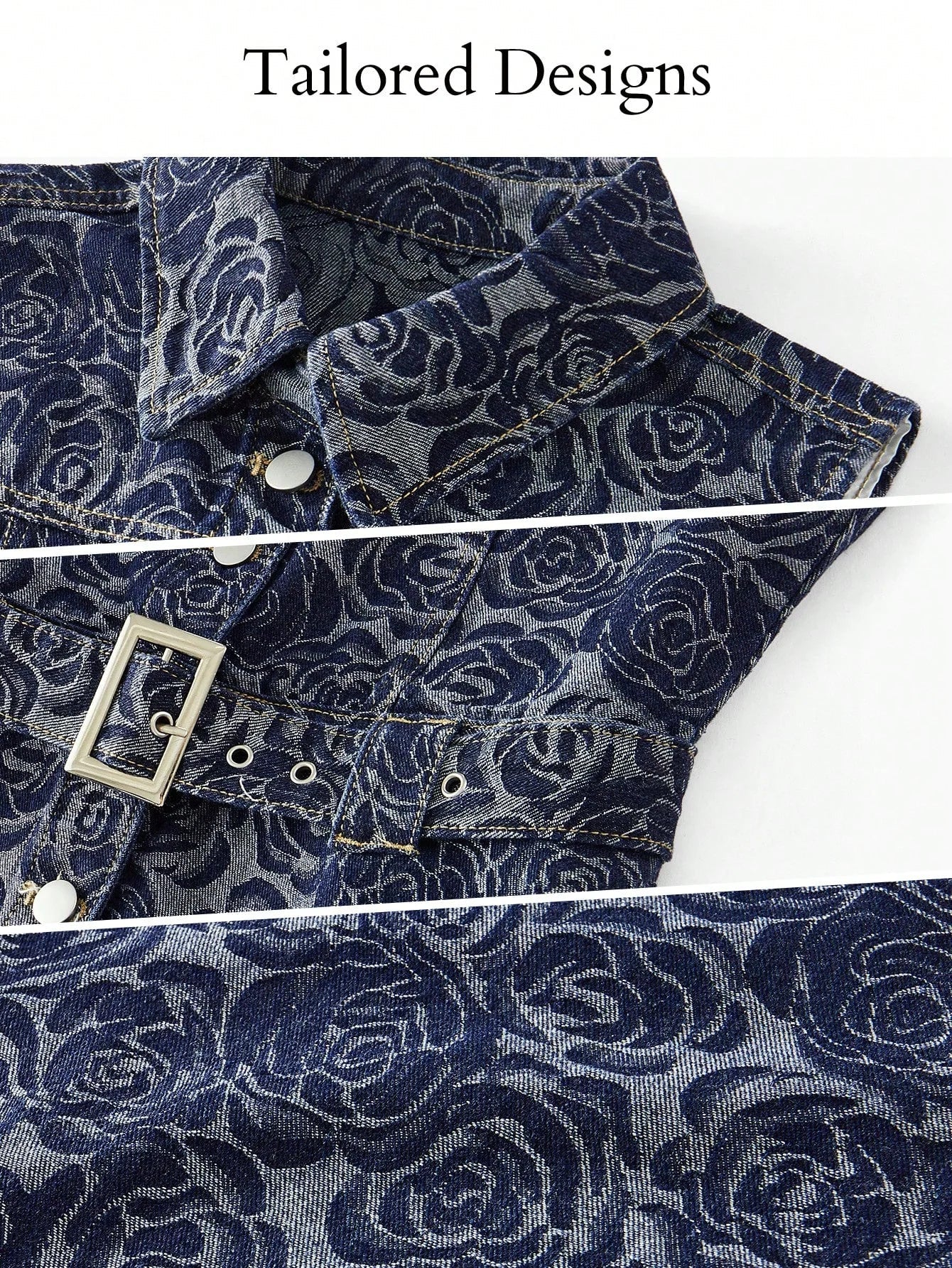 PREMIUM FLORAL PRINT BUTTON UP SLEEVELESS DENIM DRESSSPRINGSUMMER