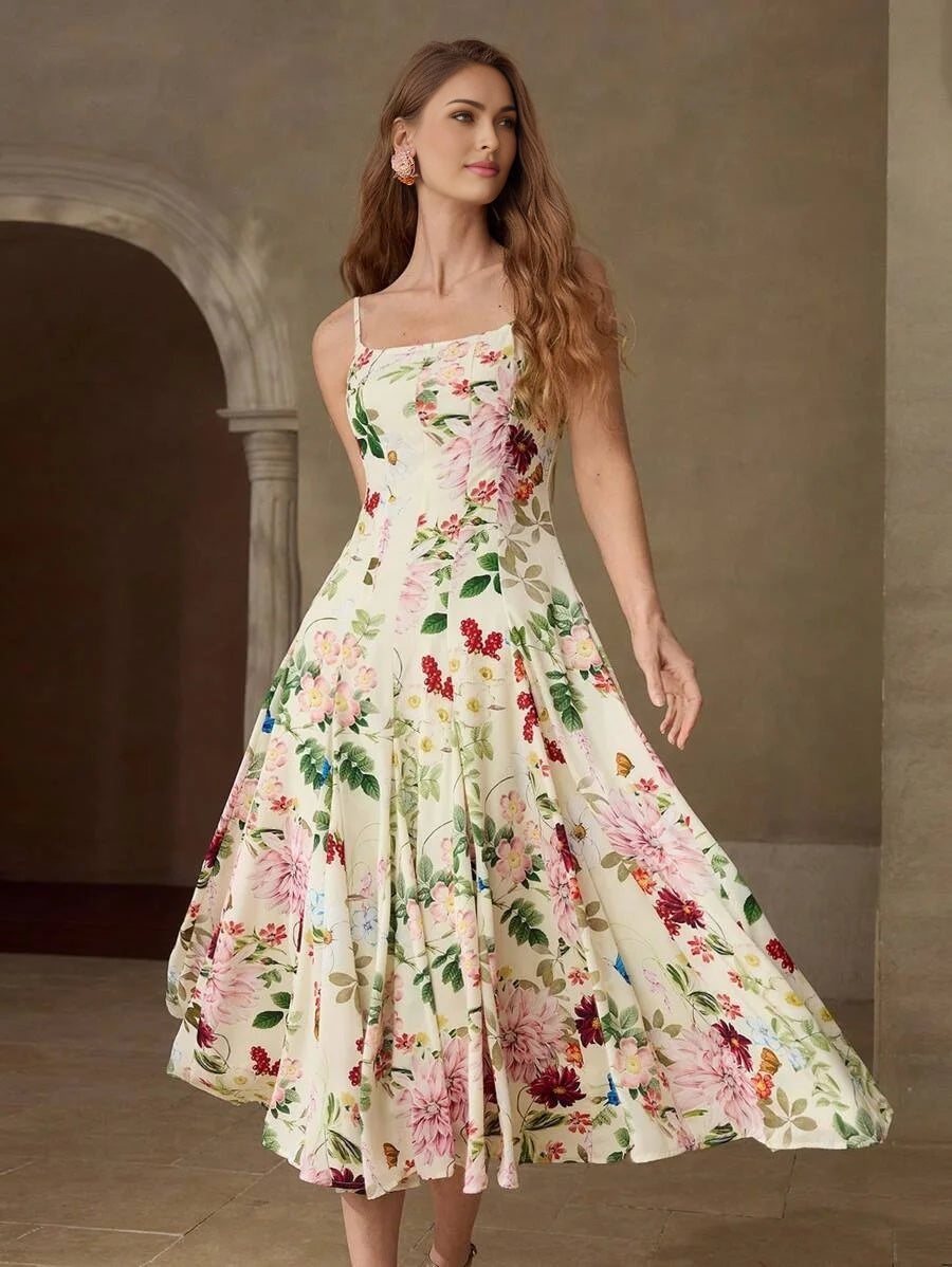 PREMIUM FLORAL PRINT CAMI DRESSSUMMER DRESSES FOR WOMEN